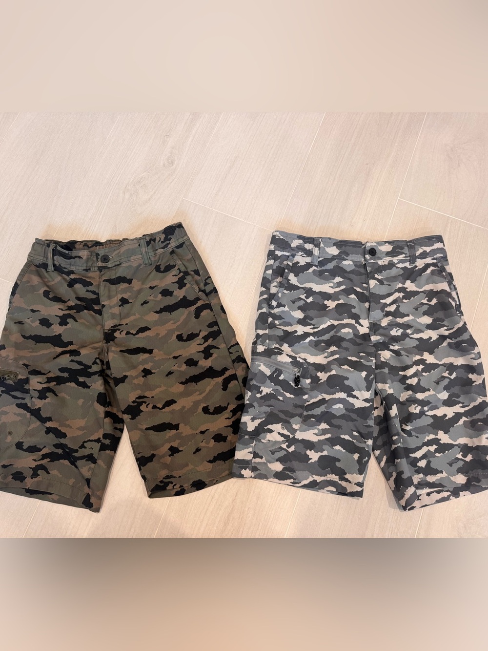 Magellan Outdoors Camo Cargo Shorts in Olive and Gray Camo